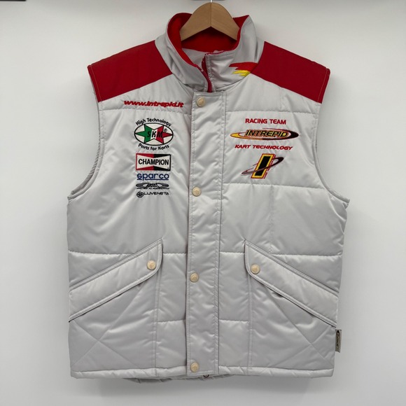 Vintage Intrepid Racing Team Kart Technology Puffer Vest Made in Italy Mens L - Picture 1 of 11